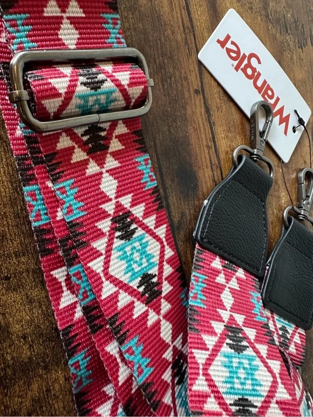 Wranger Adjustable Aztec Boho Crossbody Strap Turquoise & Red Pattern NWT